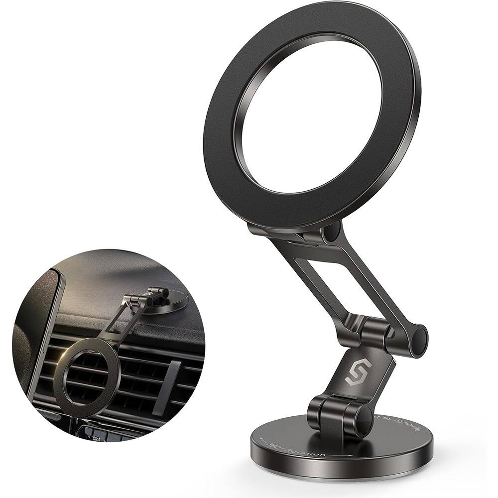 Front. PARKER SLATER - Car Mount – All-Metal 360° Rotating Magnetic Phone Holder - Titanium Black.
