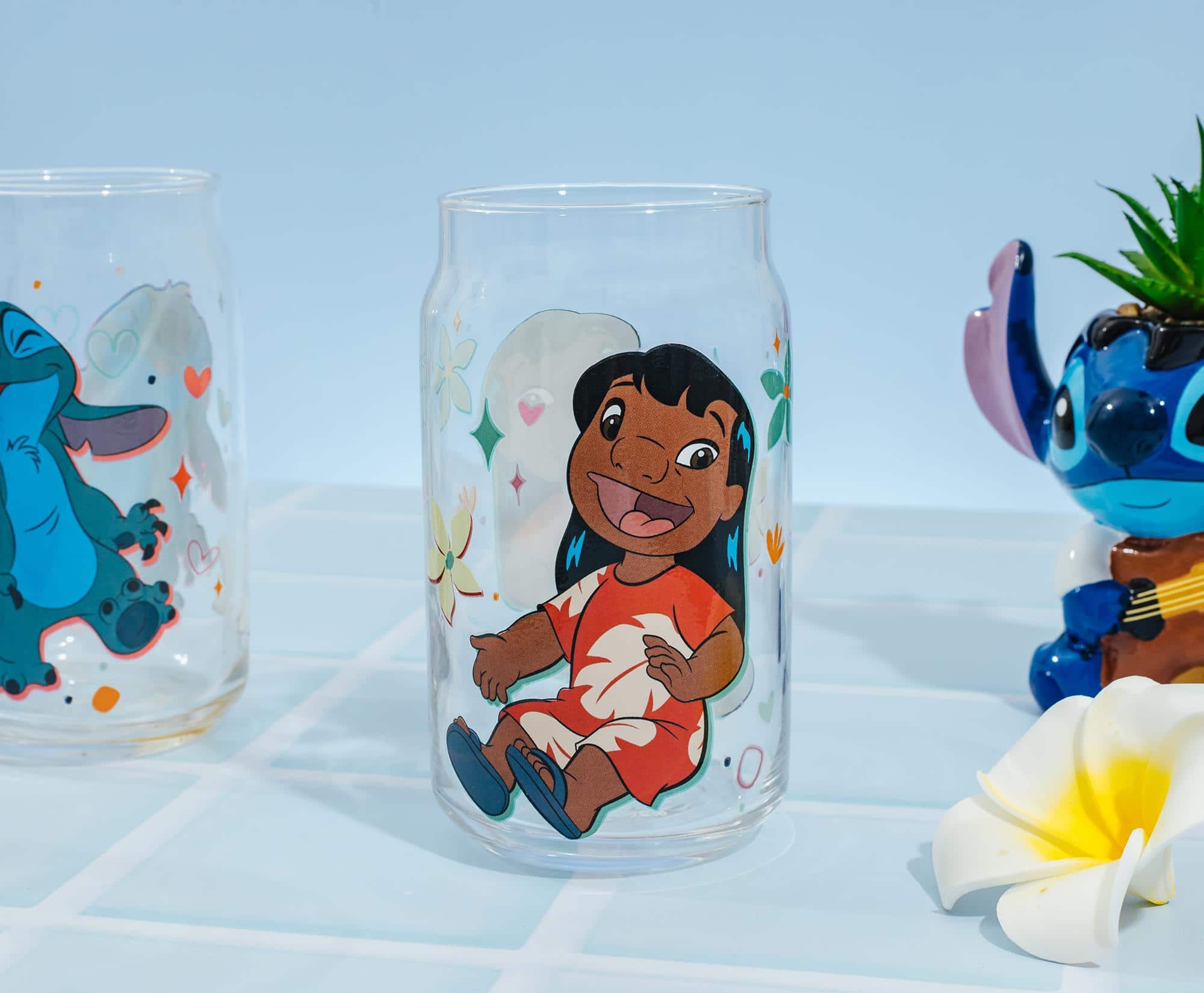 Silver Buffalo - Disney Lilo & Stitch Characters 4-Piece Glass Can Set | Each Holds 16 Ounces - Multi-Colored - Thumbnail 3