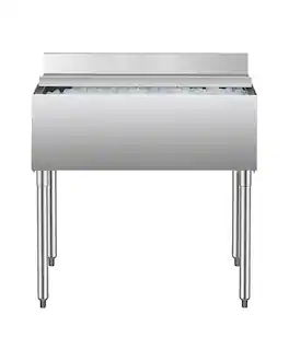 VEVOR - Commercial Ice Bin, 95.3L Underbar Ice Bin, 35.9 x 19 x 37 in Stainless Steel Ice Chest with Sliding Lid, Bottle Holders - stainless steel color