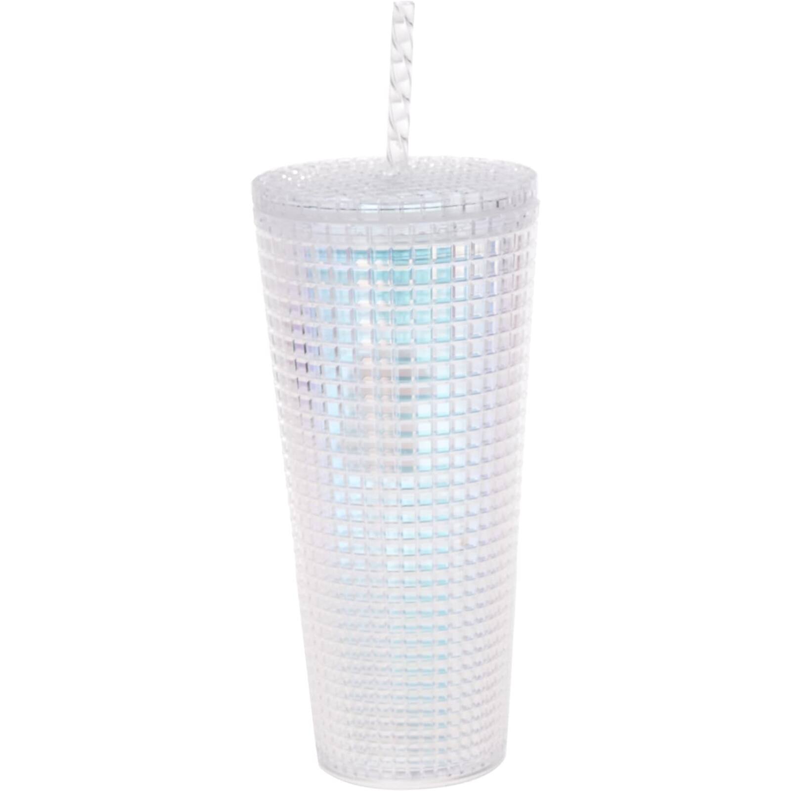 Left. Spoontiques - Spoontiques Elvis Presley Diamond Tumbler Textured Double Wall Insulated Cup with Straw 20 ounce - Clear.