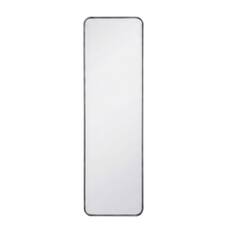 Front. Elegant Decor - Soft corner metal rectangular mirror 18x60 inch in Silver - Silver.