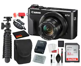 Canon - PowerShot G7 X Mark II Digital Camera with SanDisk 32gb SD card, 12" Tripod, and More (International Version)