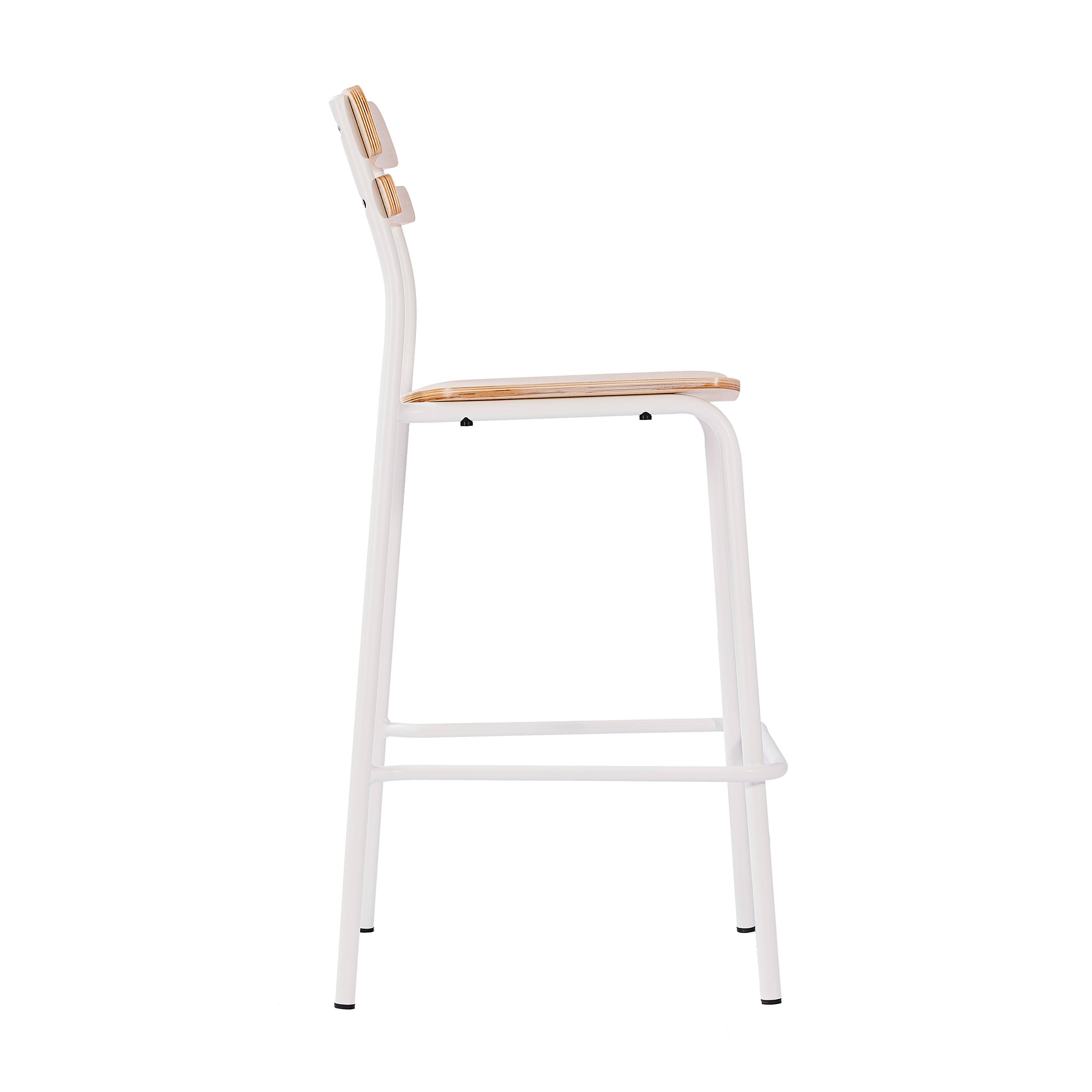 Alt View 7. Emma + Oliver - Blanchard Bar Stool with Metal Frame and Solid Wood Seat and Back with Antique Finish - Antique White.