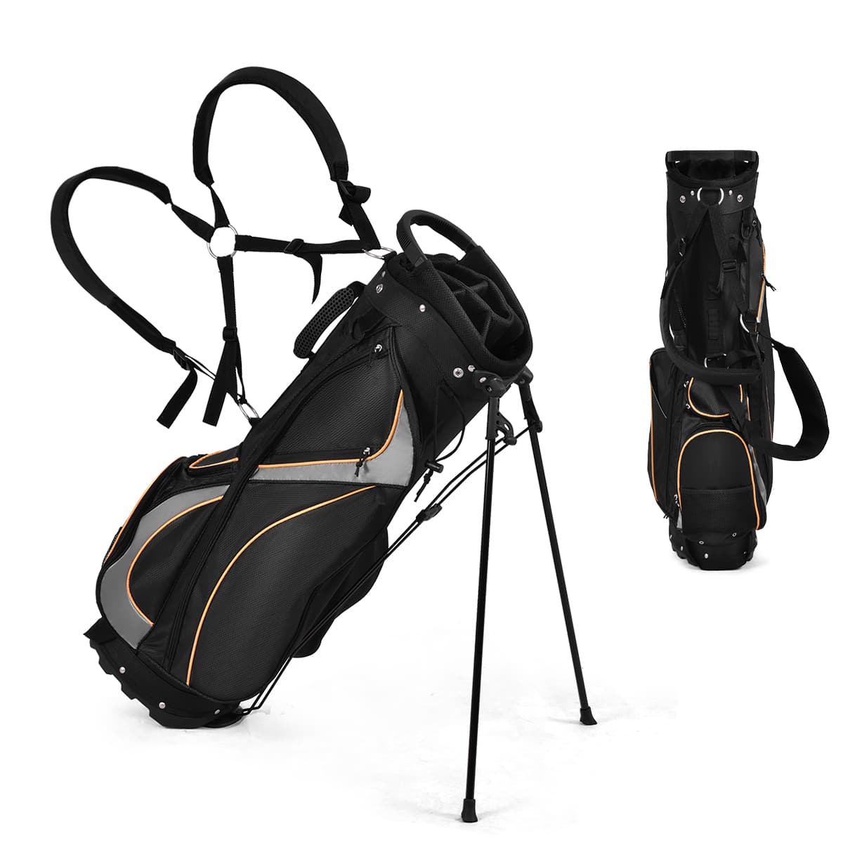 Costway - Golf Stand Bag Portable Lightweight Golf Carry Club Bag w/ 8-way Divider - Black