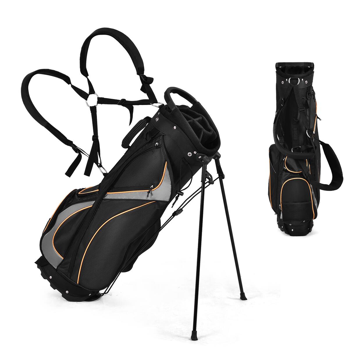 Front. Costway - Costway Golf Stand Bag Portable Lightweight Golf Carry Club Bag w/ 8-way Divider - Black.