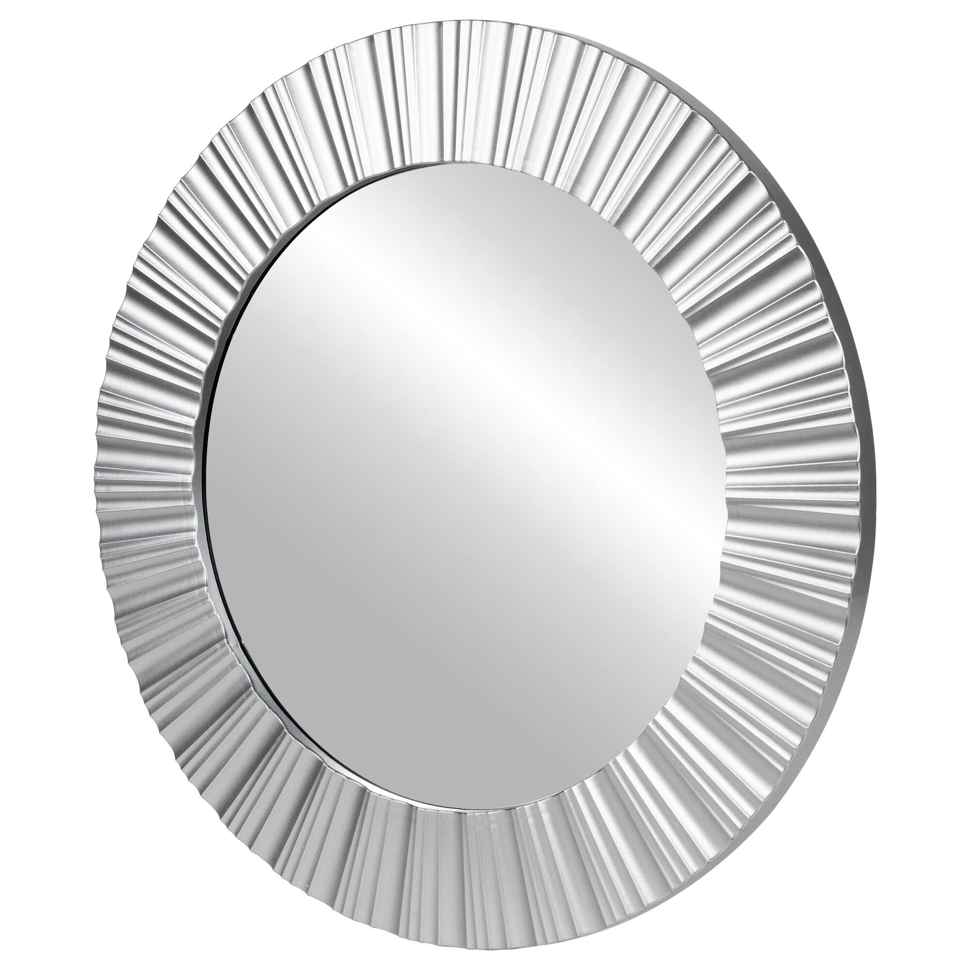 Alt View 3. Northlight - Contemporary Fluted Round Wall Mirror - 20" - Silver Finish - Silver.