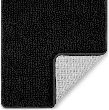 Front. Zulay Kitchen - Zulay Home Soft Shaggy Bathroom Rug - Ultra Absorbent Bath Mat 20 x 30 Inches - Black.