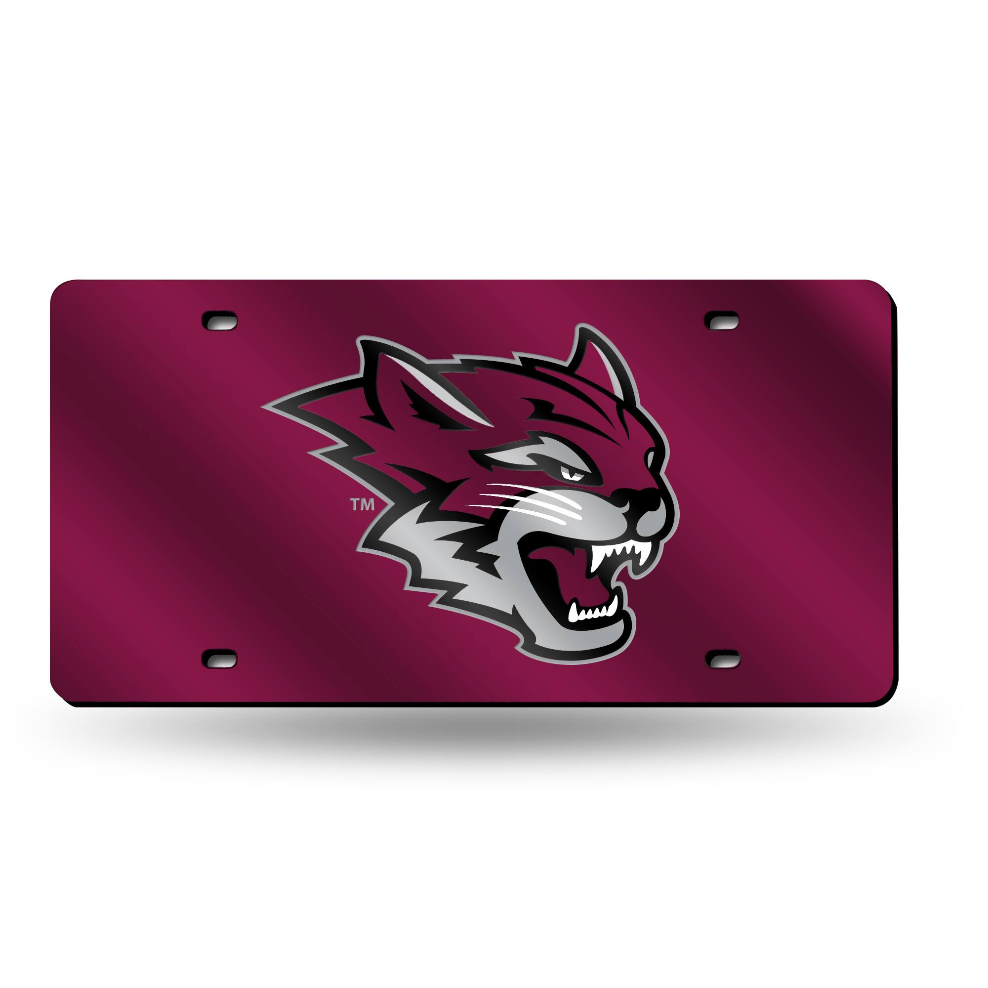 Cal State Chico Wildcats Red Mirrored Laser Cut License Plate Laser Tag