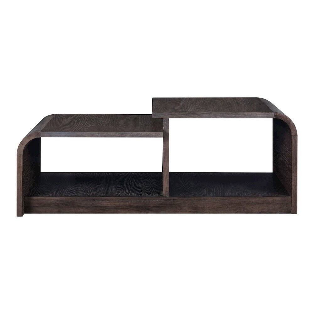 Left. Liberty Furniture Industries - Living Room Cocktail Table Rounded Waterfall Edge Design - Espresso Oak Wood - Espresso.