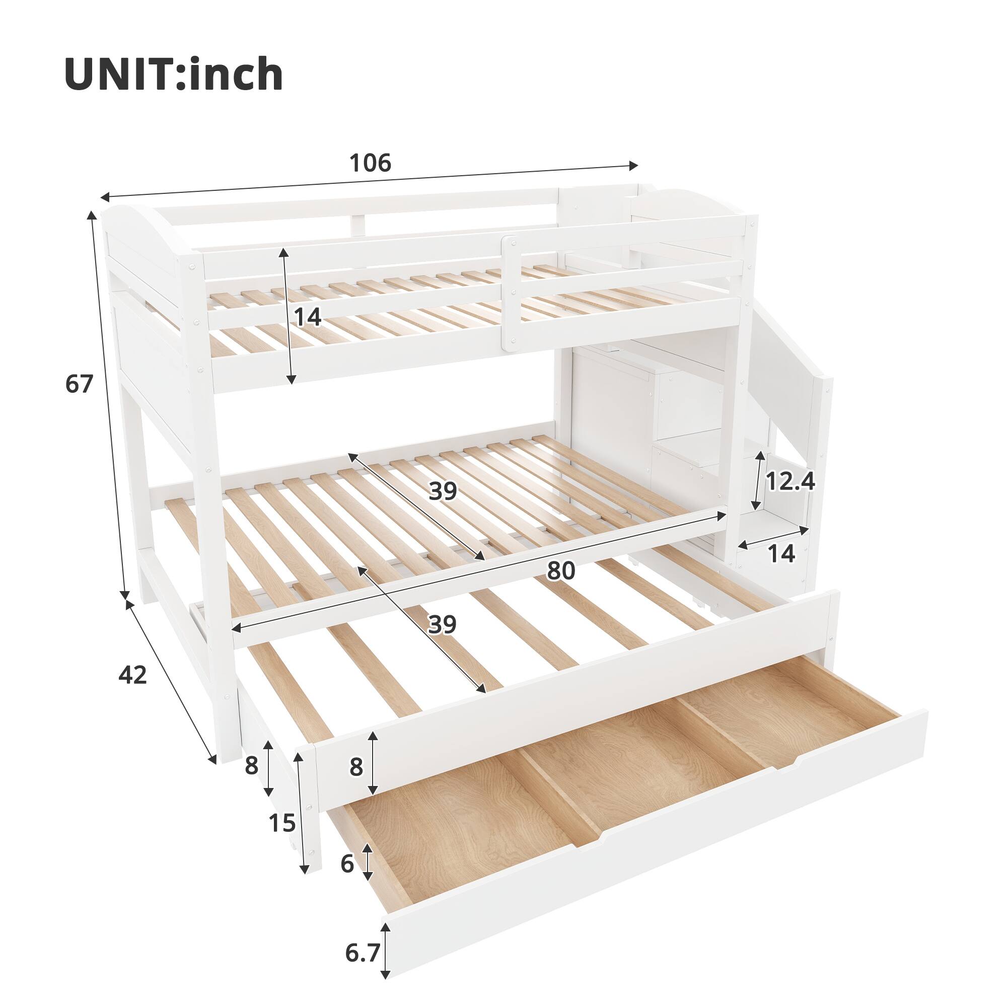 UNIT: inch  
106  
14  
67  
39  
12.4  
80  
14  
39  
42  
8  
8  
15  
6  
6.7
