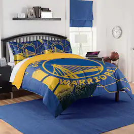 Sweet Home Collection - NBA Golden State Warriors Comforter & Pillow Sham Set- Full/Queen - Multicolored