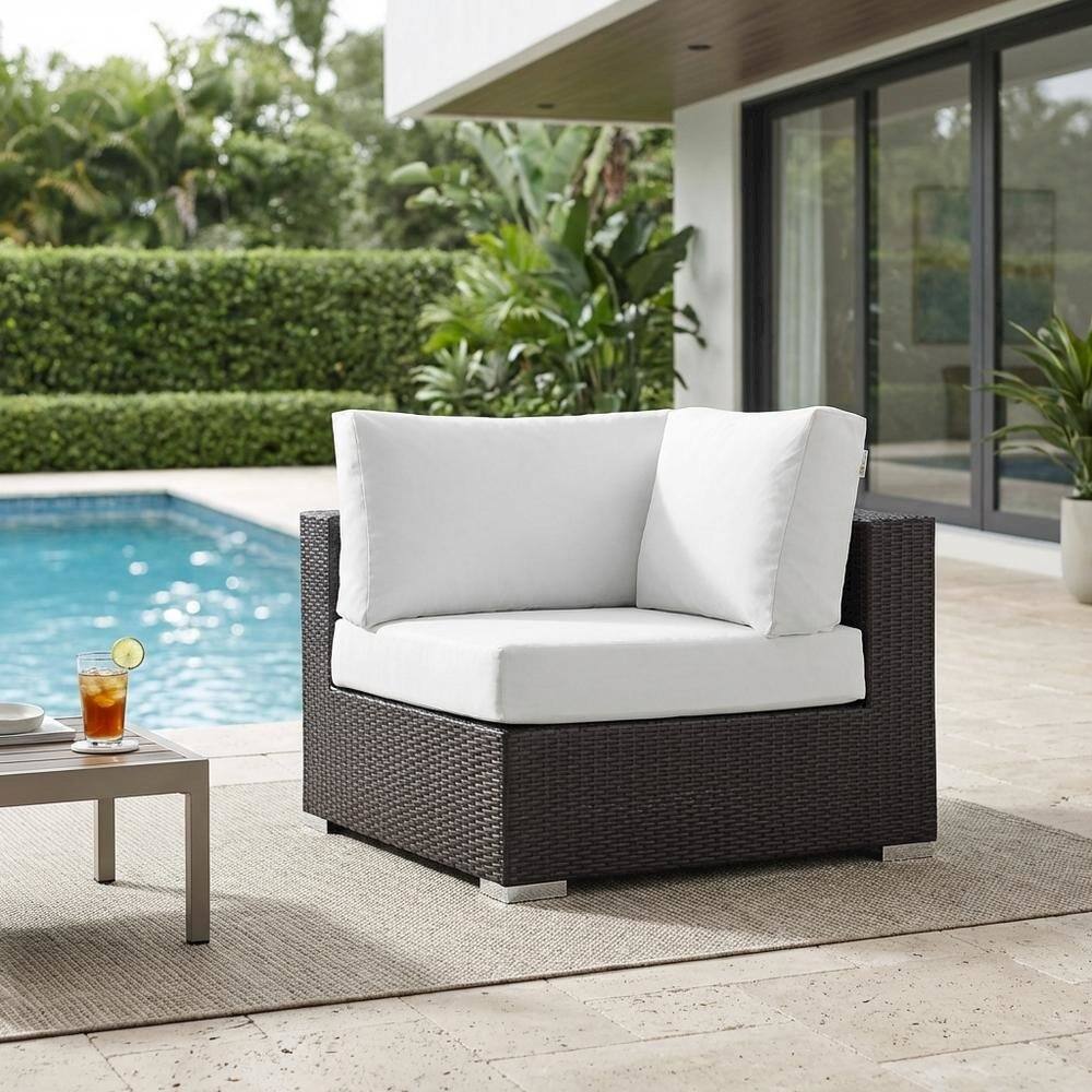 Left. Outdoor Escape - Outdoor Patio Corner Sofa With Cushions For Lounge Space - Gray.