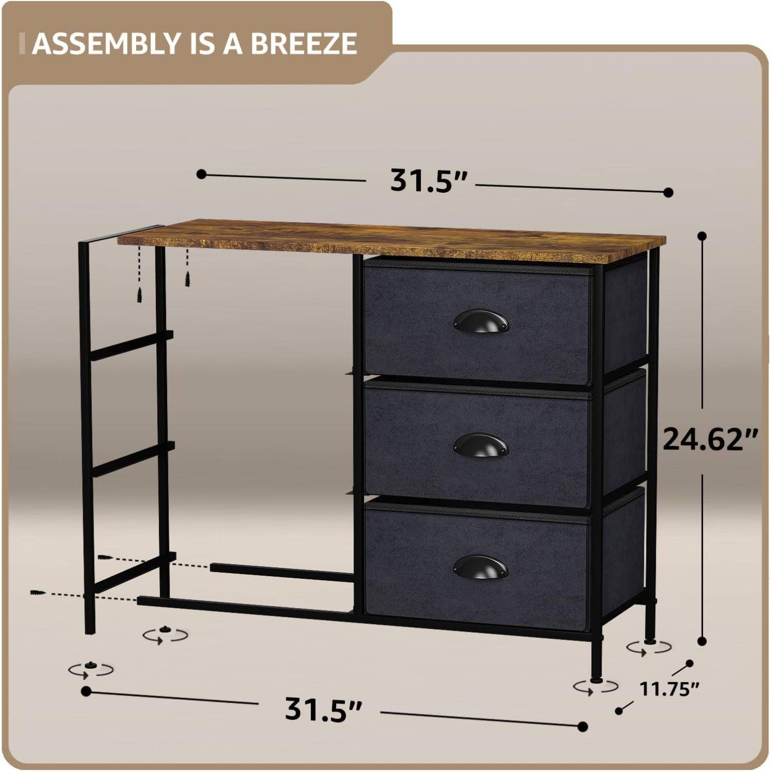 ASSEMBLY IS A BREEZE

31.5"  
24.62"  
31.5"  
11.75"