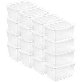 Sterilite - 58 Qt Storage Box, Stackable Plastic Container Home Organizer, 16 Pack - White