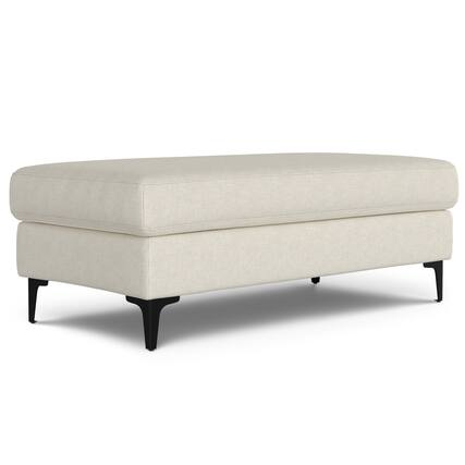 Front. Simpli Home - Ava Large Rectangular Ottoman in Tightly Woven Performance Fabric - Cream.