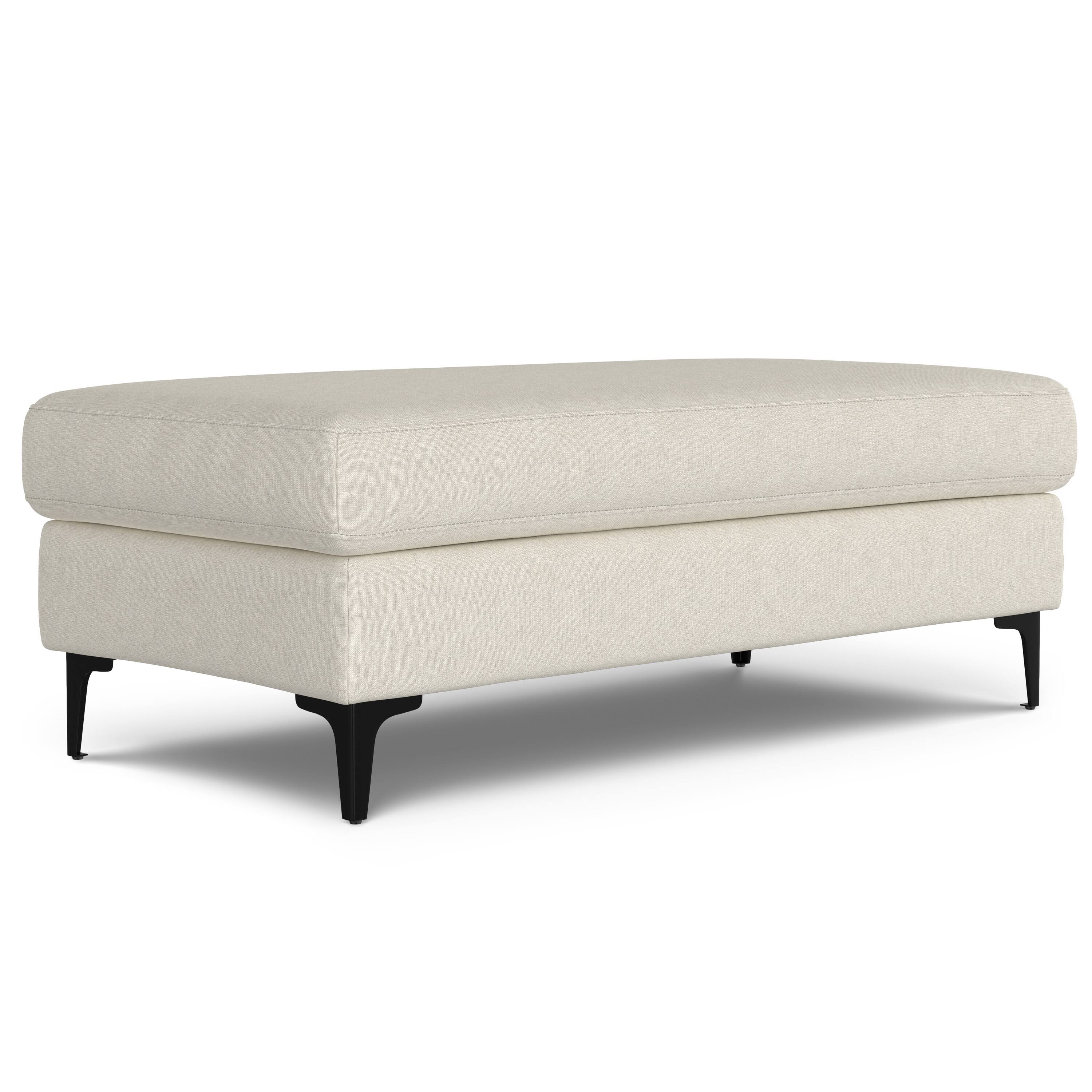 Front. Simpli Home - Ava Large Rectangular Ottoman in Tightly Woven Performance Fabric - Cream.