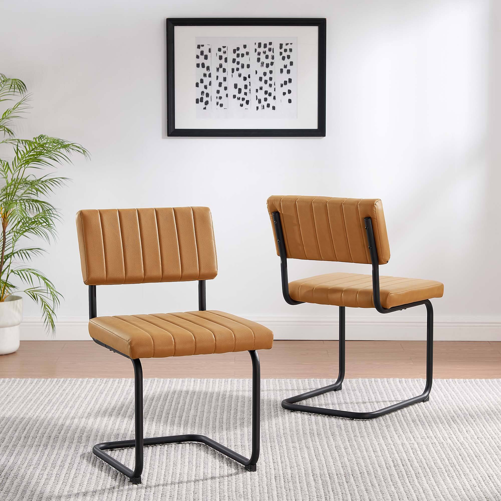Alt View 5. Modway - Parity Vegan Leather Dining Side Chairs Set of 2 by Modway - Brown.
