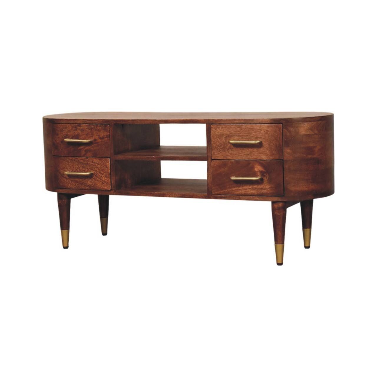 Left. Artisan Furniture - Artisan Furniture Solid Wood Jetson Curve Media Unit - Brown.