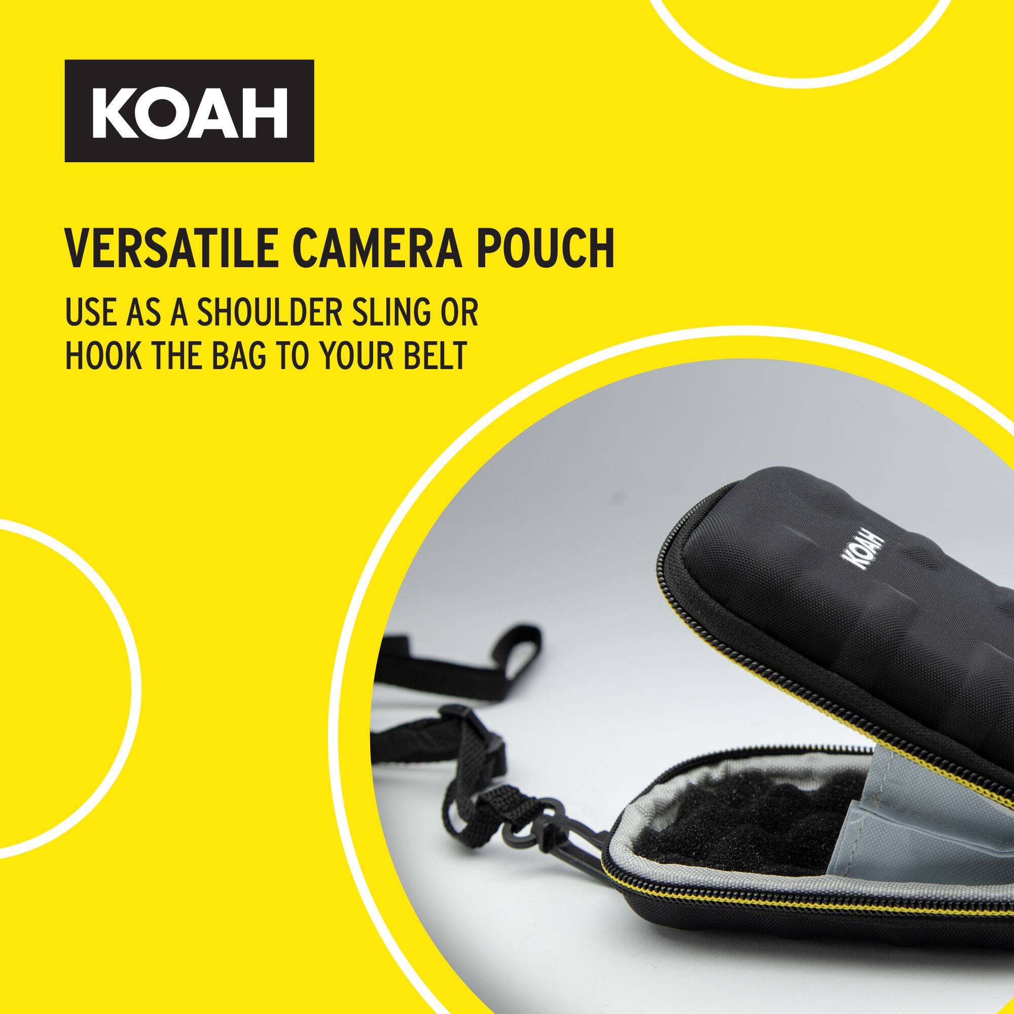 Versatile Camera Pouch: Use as a Shoulder Sling or Hook the Bag to Your Belt.