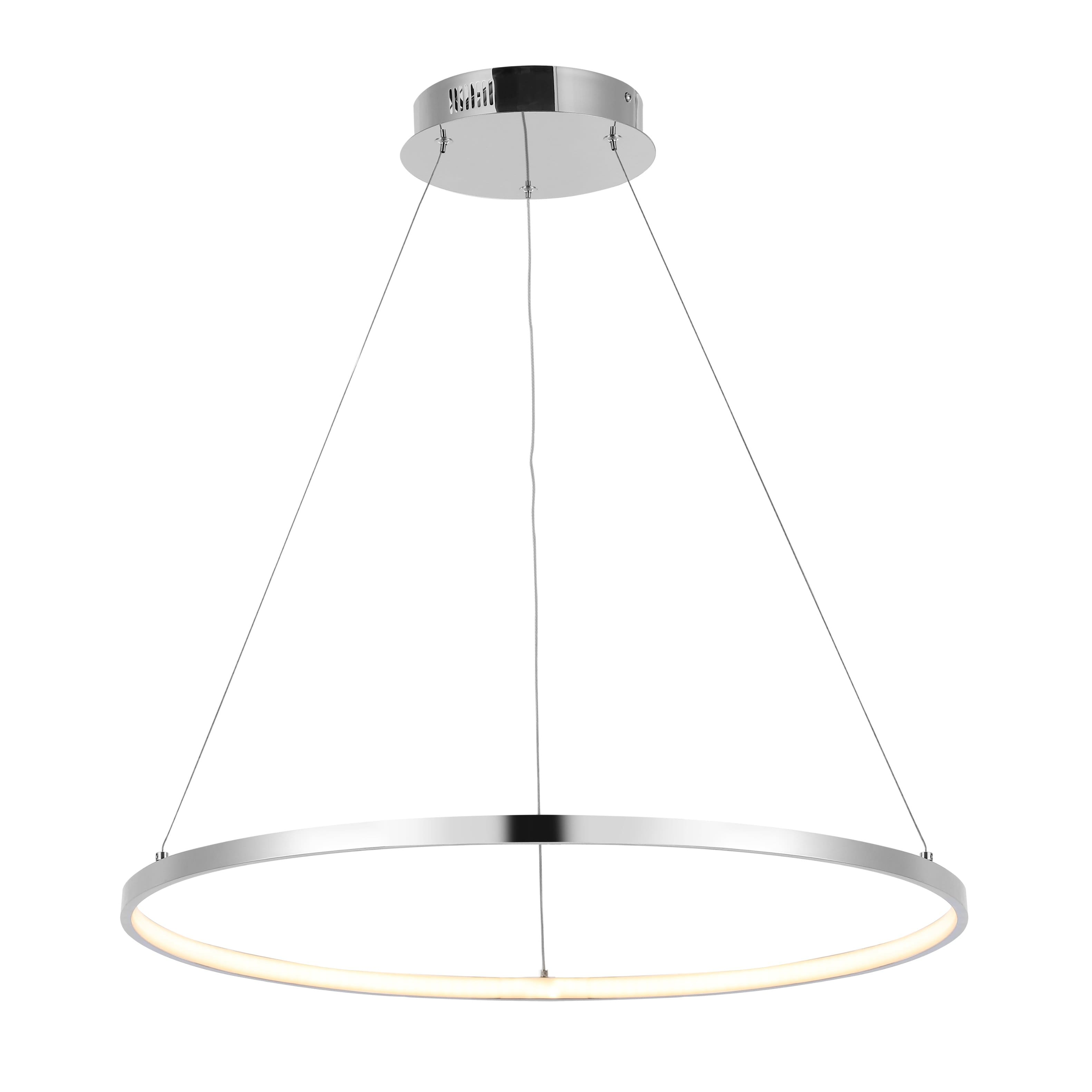 "Jonathan Y - Brice 23.75"" Modern Contemporary Metal Round Integrated LED Pendant - Chrome" price history on PriceWatchPro
