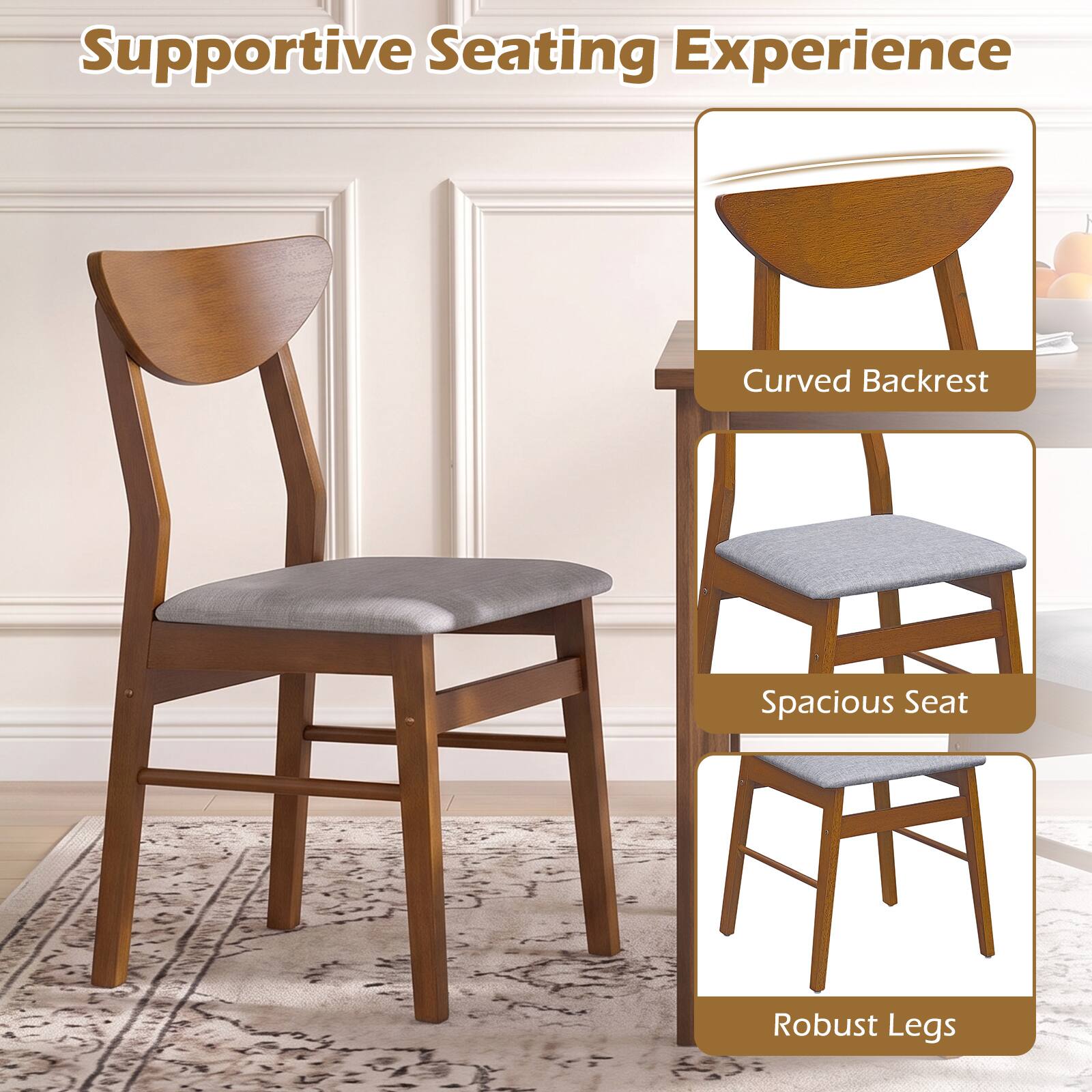Supportive Seating Experience  
Curved Backrest  
Spacious Seat  
Robust Legs