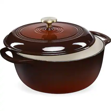 Front. Best Choice Products - Best Choice Products 6 Quart Cast-Iron Dutch Oven, Heavy-Duty Kitchenware w/ Enamel, Side Handles - Chocolate Ganache - Chocolate Ganache.