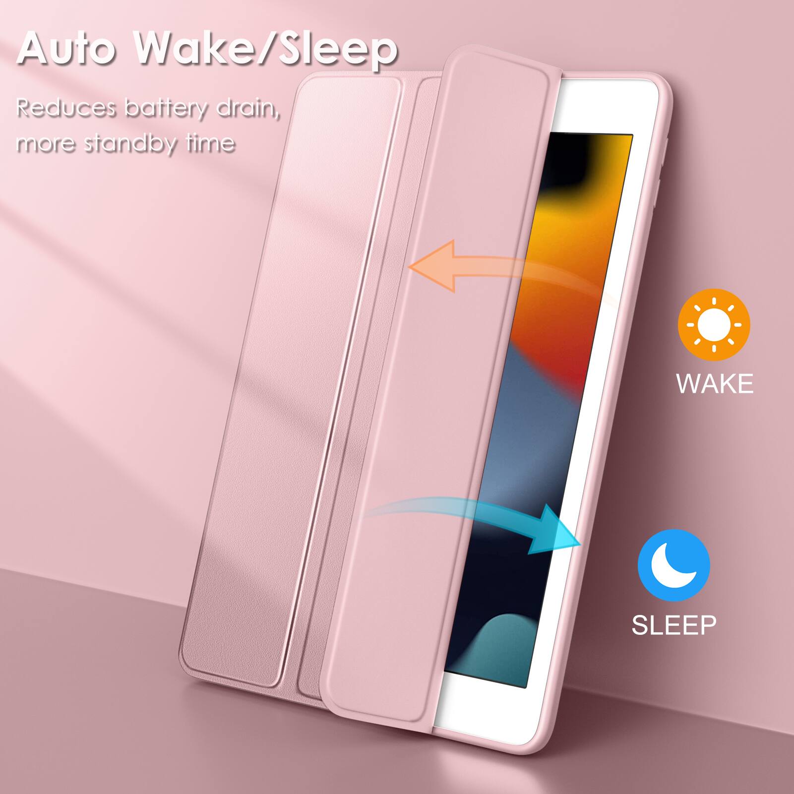 Auto Wake/Sleep  
Reduces battery drain, more standby time  

WAKE  
SLEEP