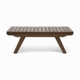 RYHNUYNE - Natural Brown Solid Wood Outdoor Coffee Table, Slatted Tabletop Patio Low Table for Garden Backyard Deck Porch - Gray