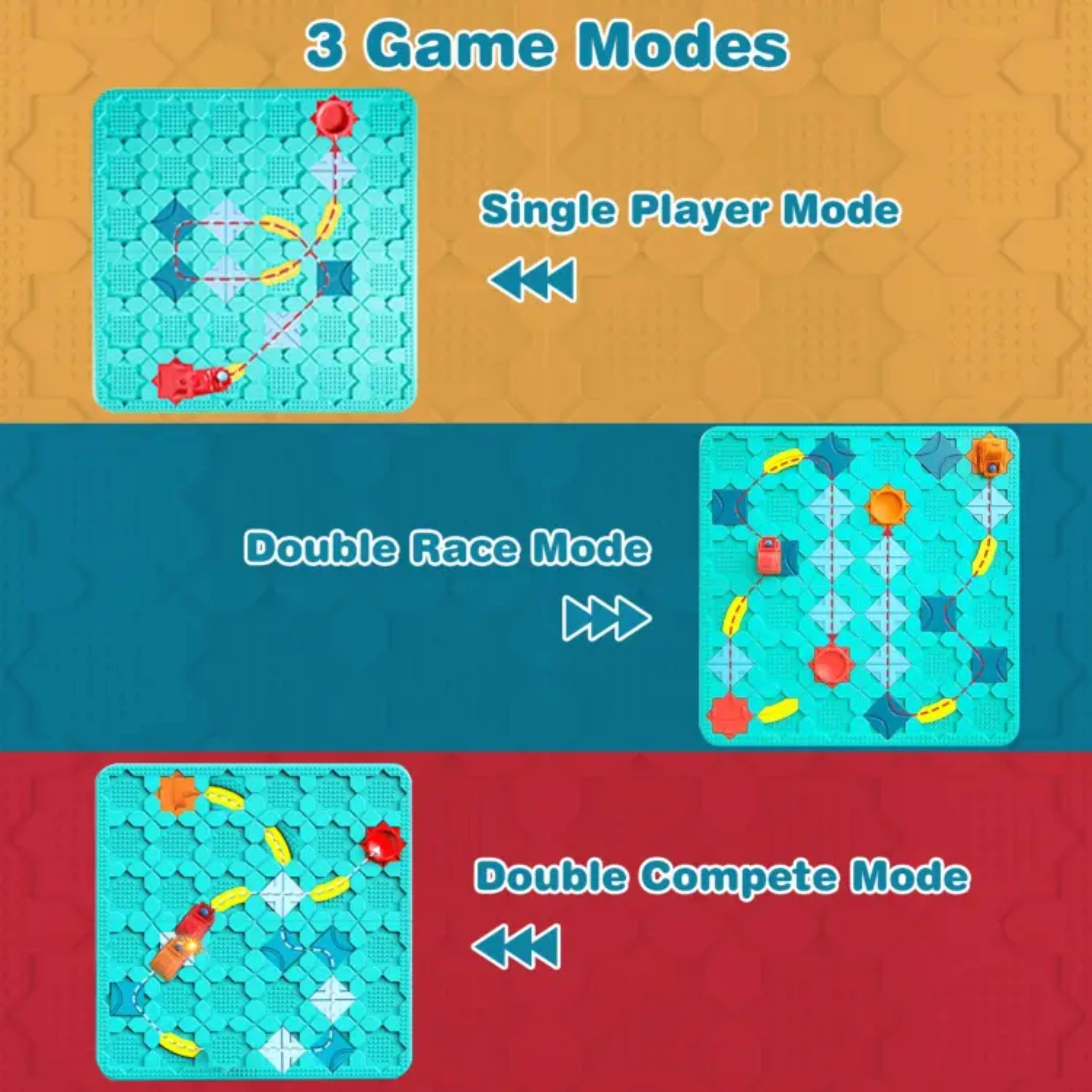3 Game Modes

- Single Player Mode
- Double Race Mode
- Double Compete Mode