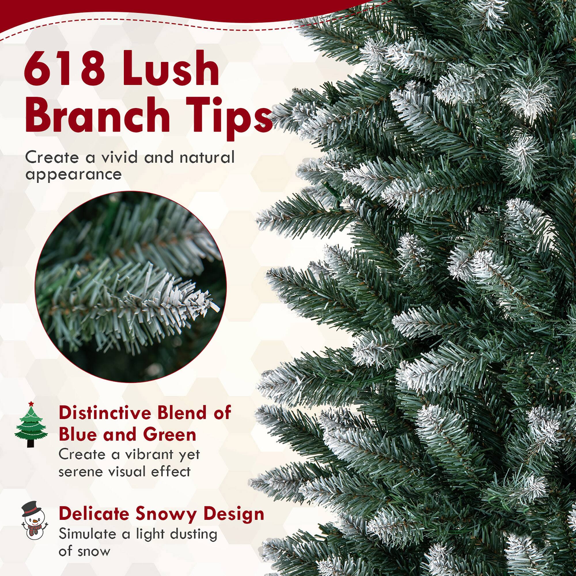 618 Lush Branch Tips

Create a vivid and natural appearance

Distinctive Blend of Blue and Green  
Create a vibrant yet serene visual effect

Delicate Snowy Design  
Simulate a light dusting of snow