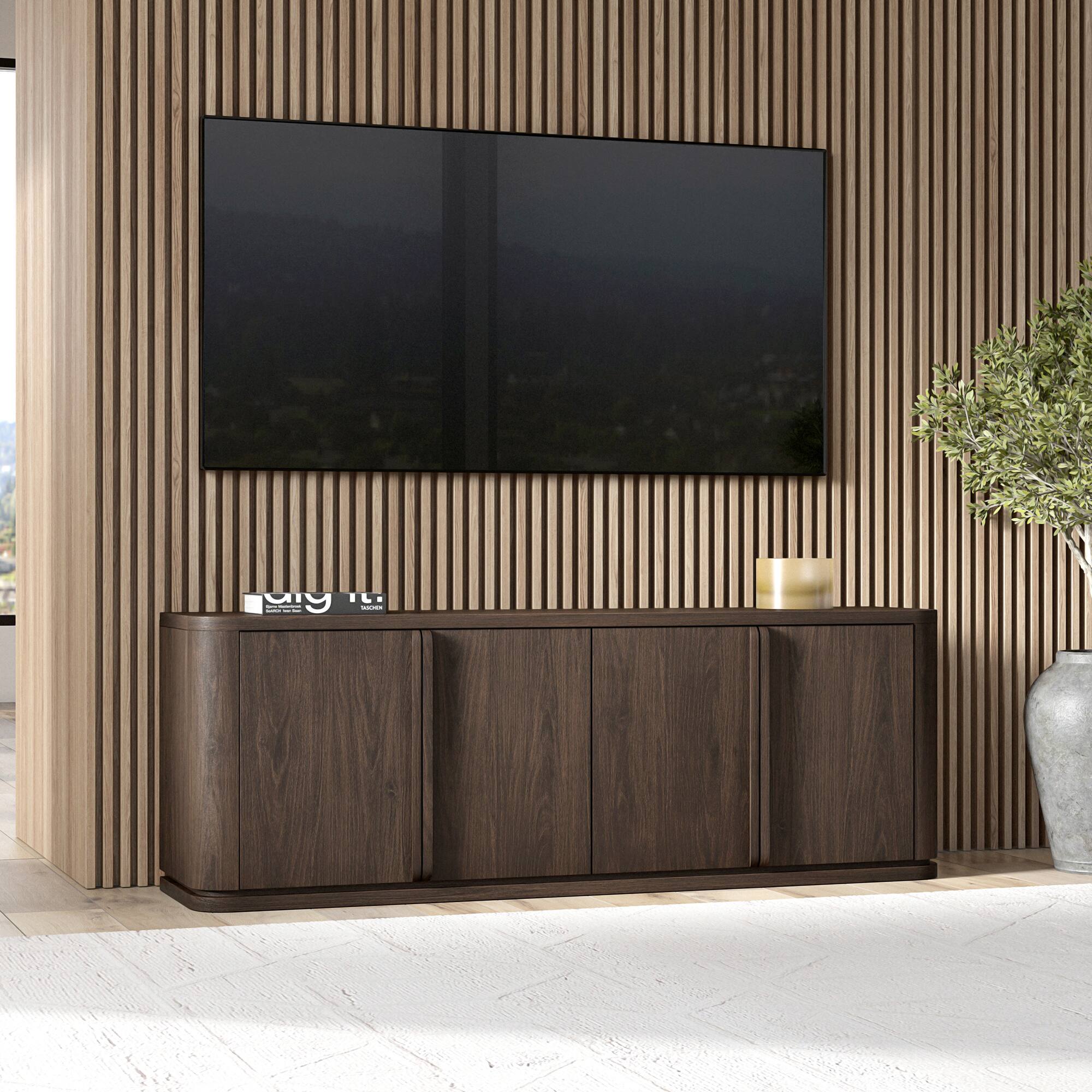 Alt View 3. Hudson&Canal - Vance Rectangular TV Stand for TV's up to 78" in Alder Brown - Alder Brown.