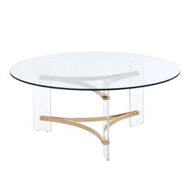 Manhattan Lane - Hale 41 Inch Round Coffee Table, Glass Top, Acrylic Legs - Clear