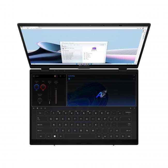 Alt View 5. ASUS - ASUS Zenbook DUO Dual 14" OLED WUXGA Touchscreen Detachable 2-in-1 Notebook Intel Core Ultra 9 285H 32GB RAM 1TB SSD - Inkwell Gray.