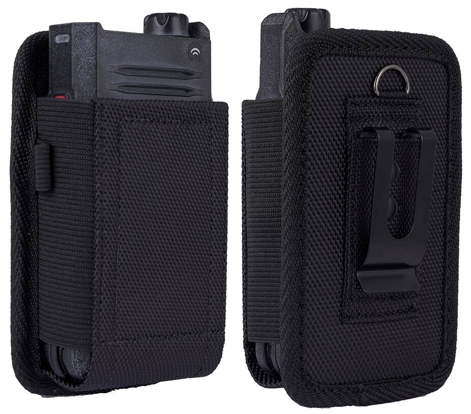 Alt View 8. Nakedcellphone - Pouch Case for XL Thick Flip Phone - Canvas with Clip and Belt Harness - DuraXV Extreme, CAT S22, XP3plus - Black.