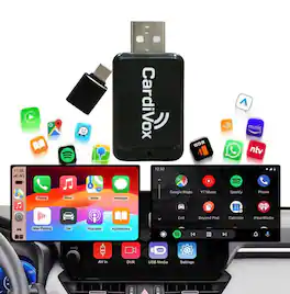 CardiVox - Wireless CarPlay Adapter for iPhone & Android Converts Wired to Wireless Apple CarPlay USB-C Plug & Play Dongle - Black
