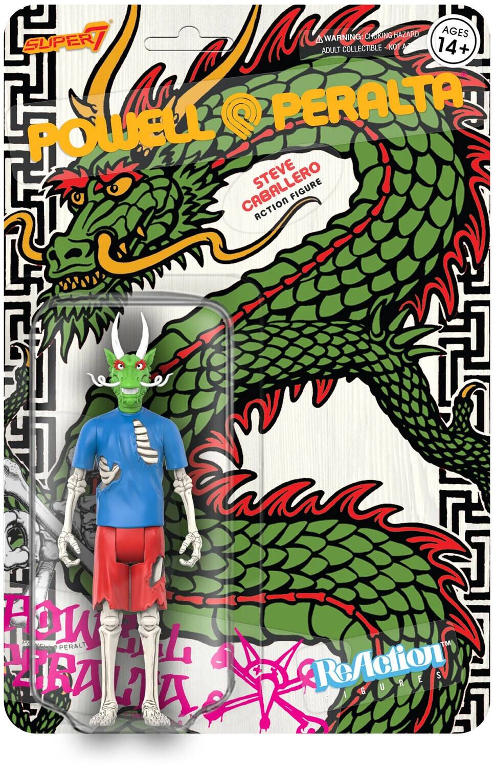 Steve Caballero - Super7 - Powell-Peralta - Reaction Figure Wv3 - Steve Caballero (Chinese Dragon) - COLLECTABLES - Multicolor