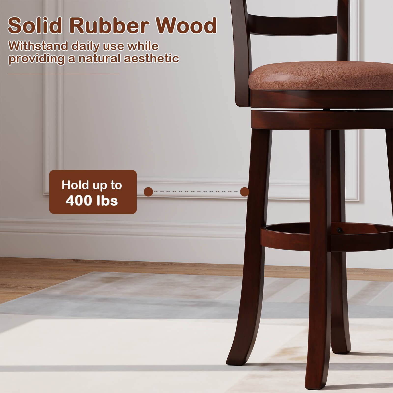 Solid Rubber Wood  
Withstand daily use while providing a natural aesthetic  

Hold up to 400 lbs