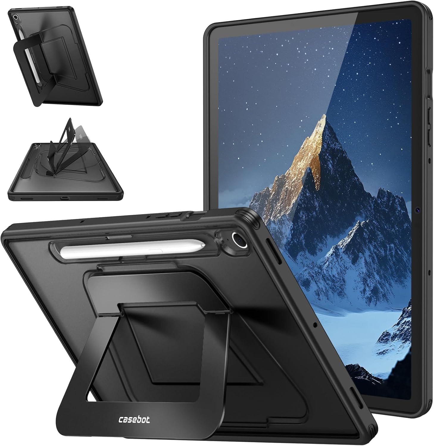 Fintie - Shockproof Case for Samsung Galaxy Tab S10 Lite/S10 FE/S9 FE/S9, Multi-Angle Stand, Translucent Matte Back Cover - Black price history on PriceWatchPro