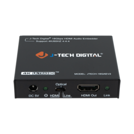 J-Tech Digital - 4K 60Hz 4:4:4 HDMI Digital and Analog Audio Embedder - Black