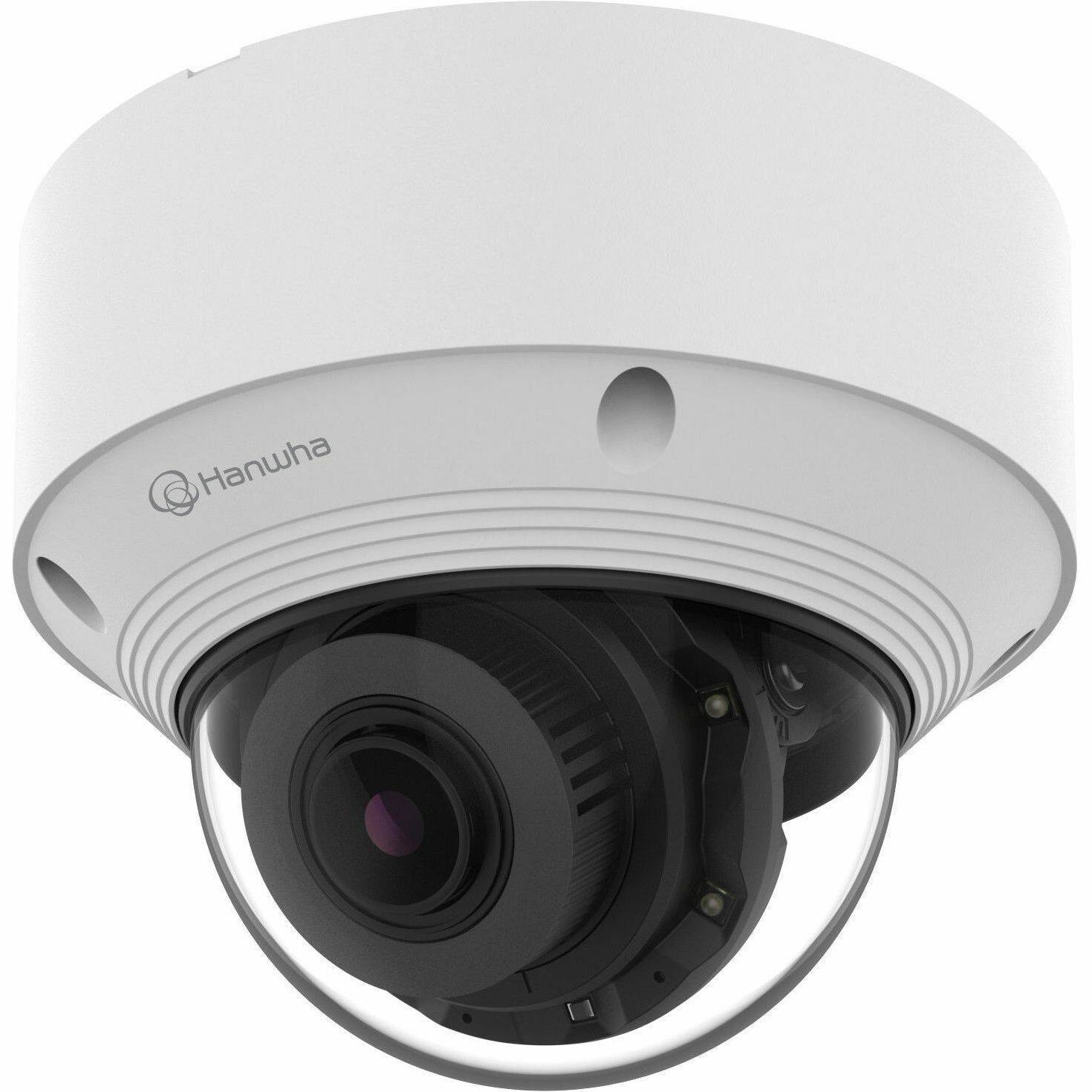 Alt View 2. Samsung - Hanwha QNV-C8083R 5 Megapixel Outdoor Network Camera - Color - Dome - White - 98.43 ft Infrared Night Vision - H.265 - White.