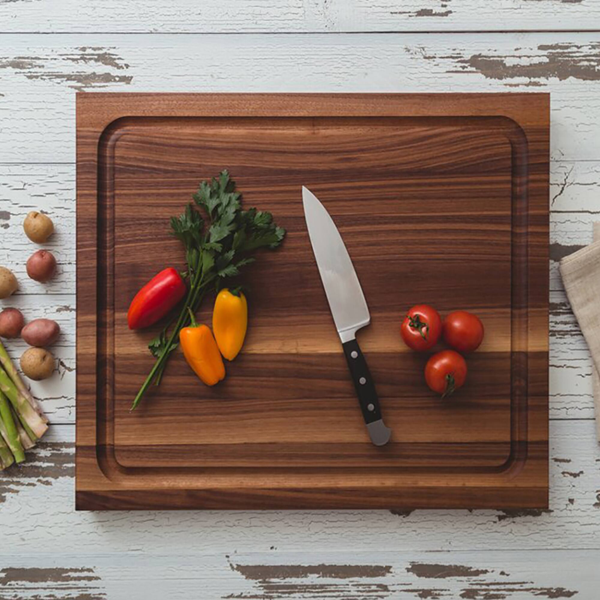 Alt View 7. John Boos - John Boos BBQ Collection Reversible Wood Cutting Board with Juice Groove, Walnut - Walnut.