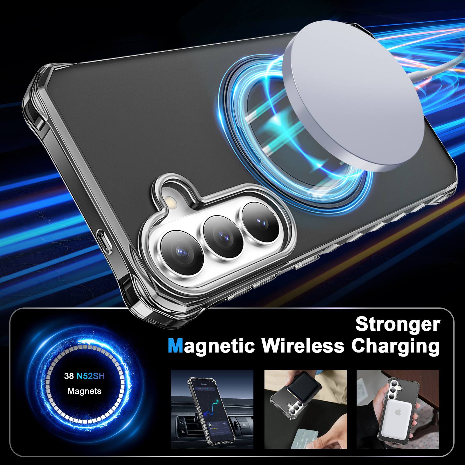 Stronger Magnetic Wireless Charging  
38 N52SH Magnets