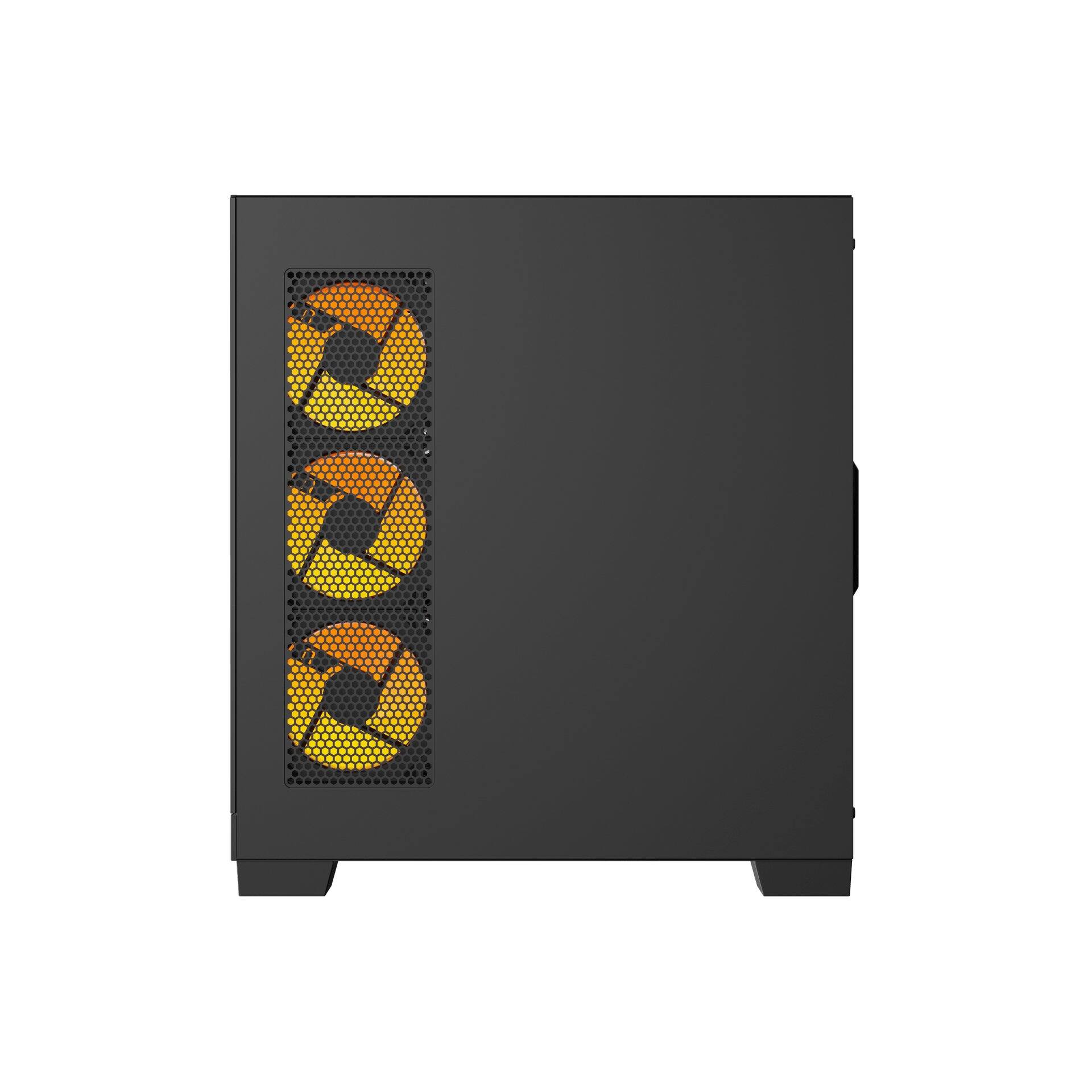 Left. darkFlash - K430 DF-K430-BK-6F ATX Gaming PC Case, 6 PWM ARGB Fans, Panoramic Glass - Black.