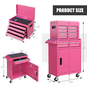 pink tool box dresser 41" Pink Tool Chest and Rolling Cabinet Combo