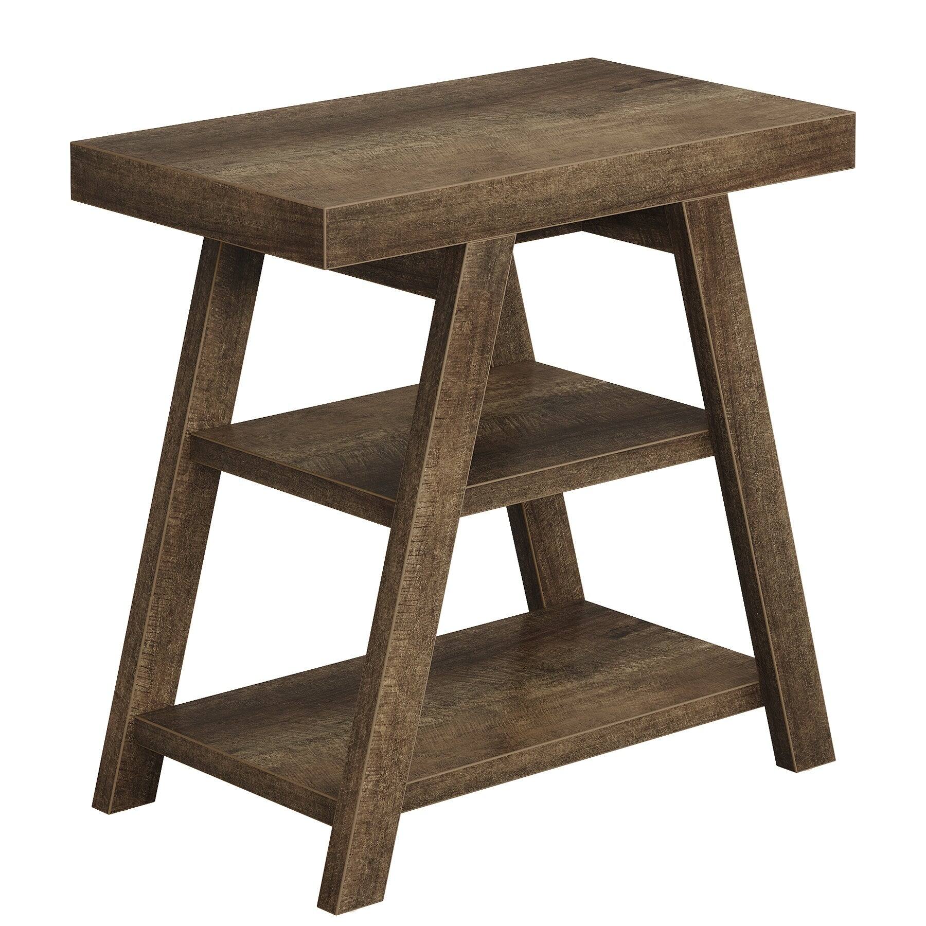 Alt View 6. Tribesigns - Farmhouse End Table with Engineered Wood Construction and Storage Shelves for Living Room and Bedroom - Brown.