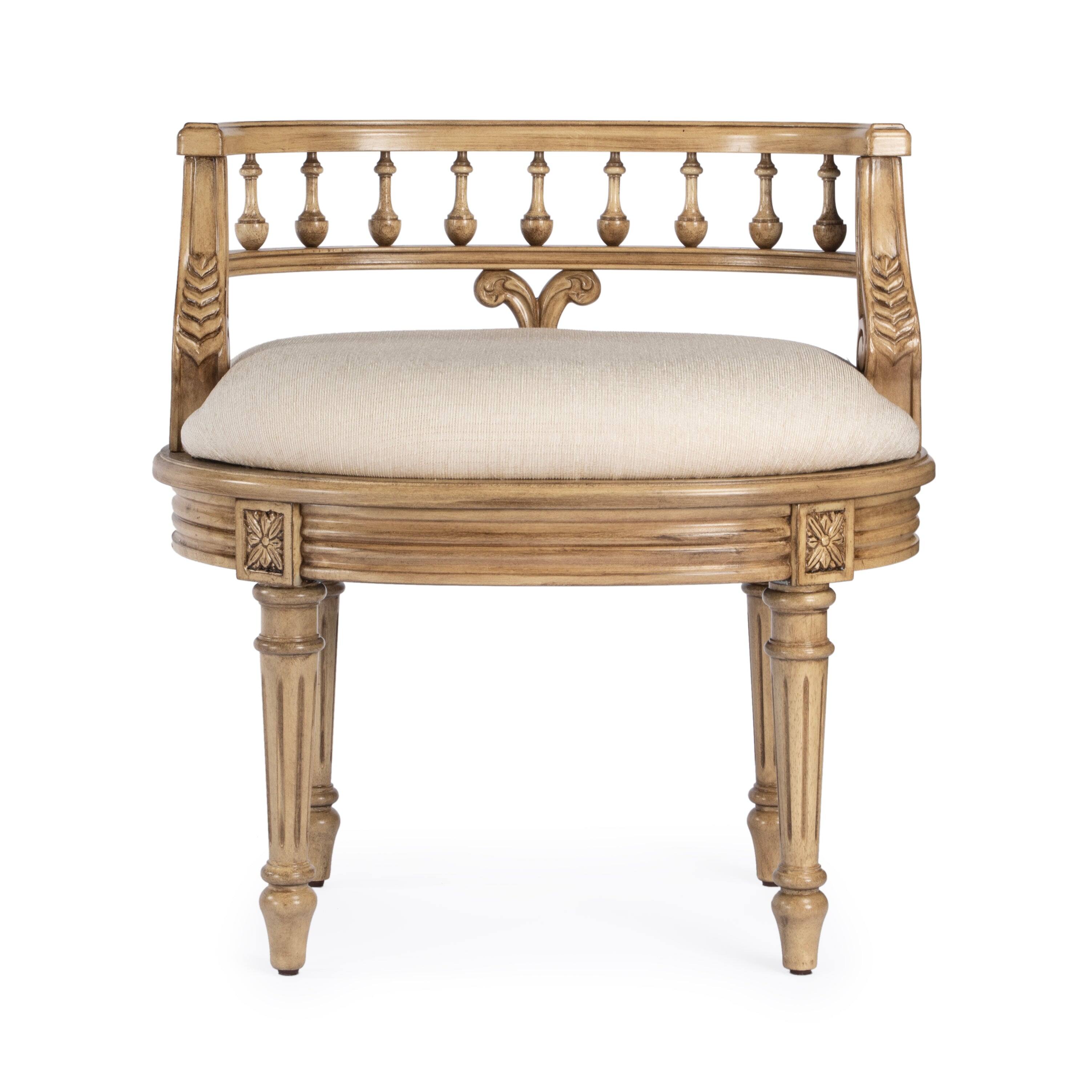 Alt View 4. Butler Specialty - Hathaway 22.5 in. W Oval Upholstered and Wood Traditional Vanity Seat - Beige.