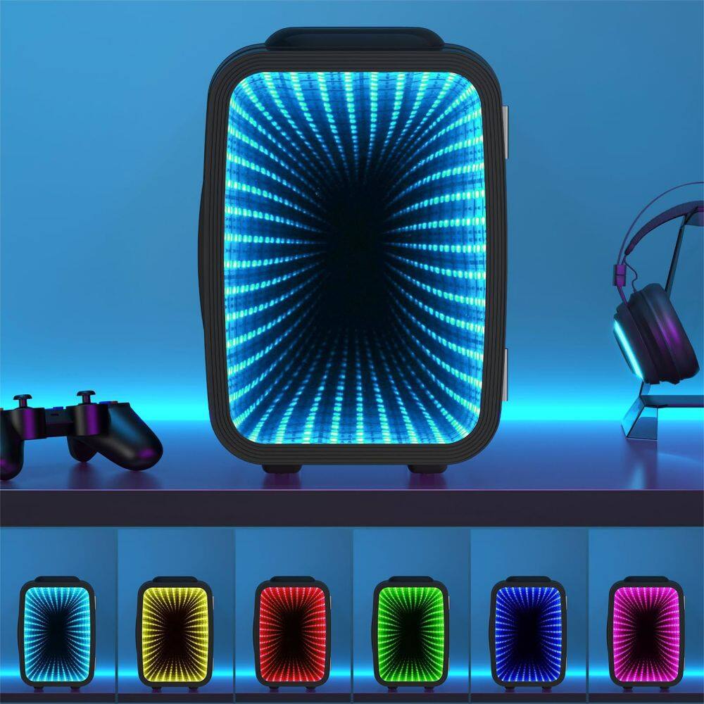 Alt View 5. BEICHEN - 4L/6 Cans Small Refrigerator With LED Light,AC/DC Thermoelectric Cooler/Warmer for Bedroom,Office,Gaming room and Car. - Black.