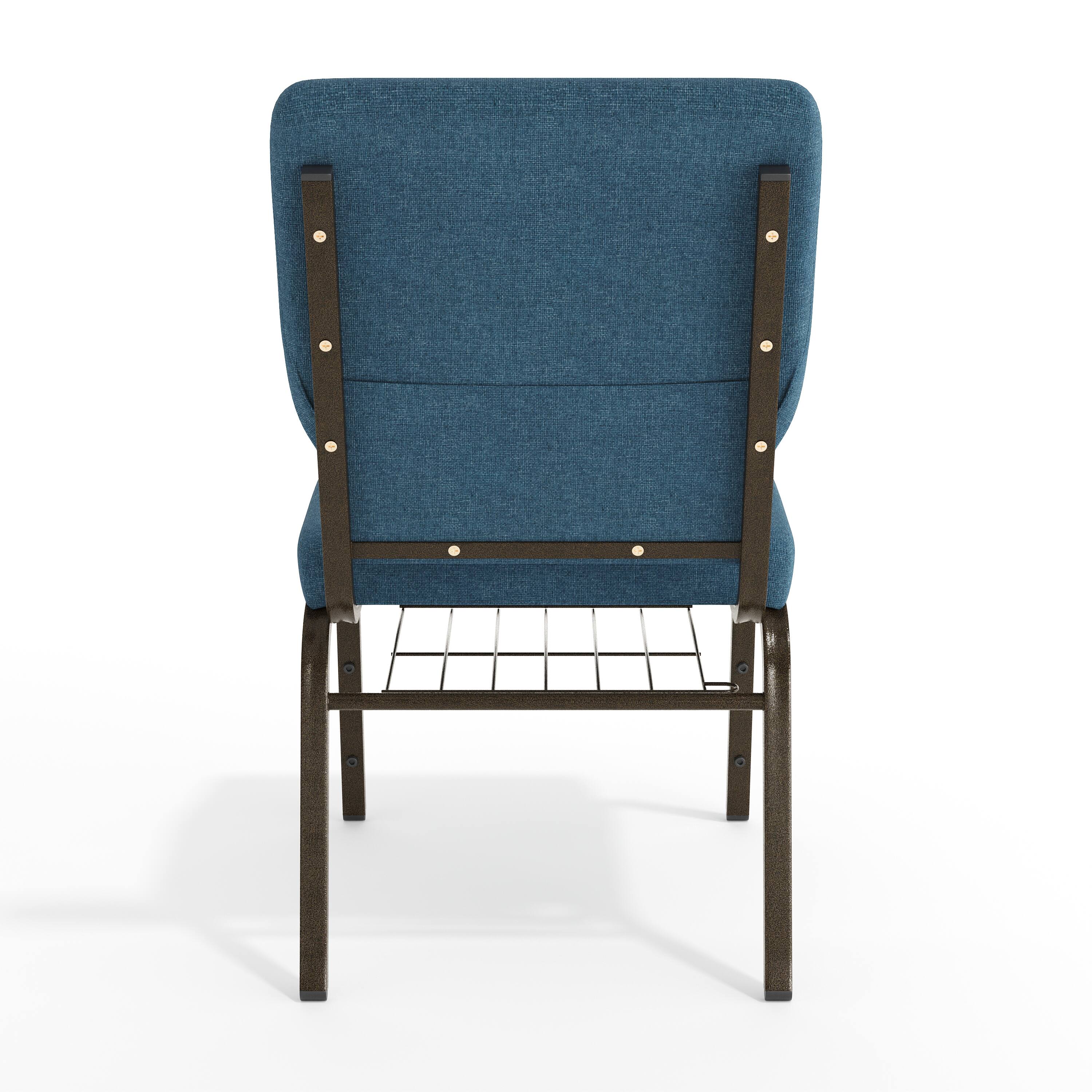 Alt View 7. Emma + Oliver - 18.5"W Church/Reception Guest Chair with Communion Cup Book Rack - Blue Fabric/Gold Vein Frame.