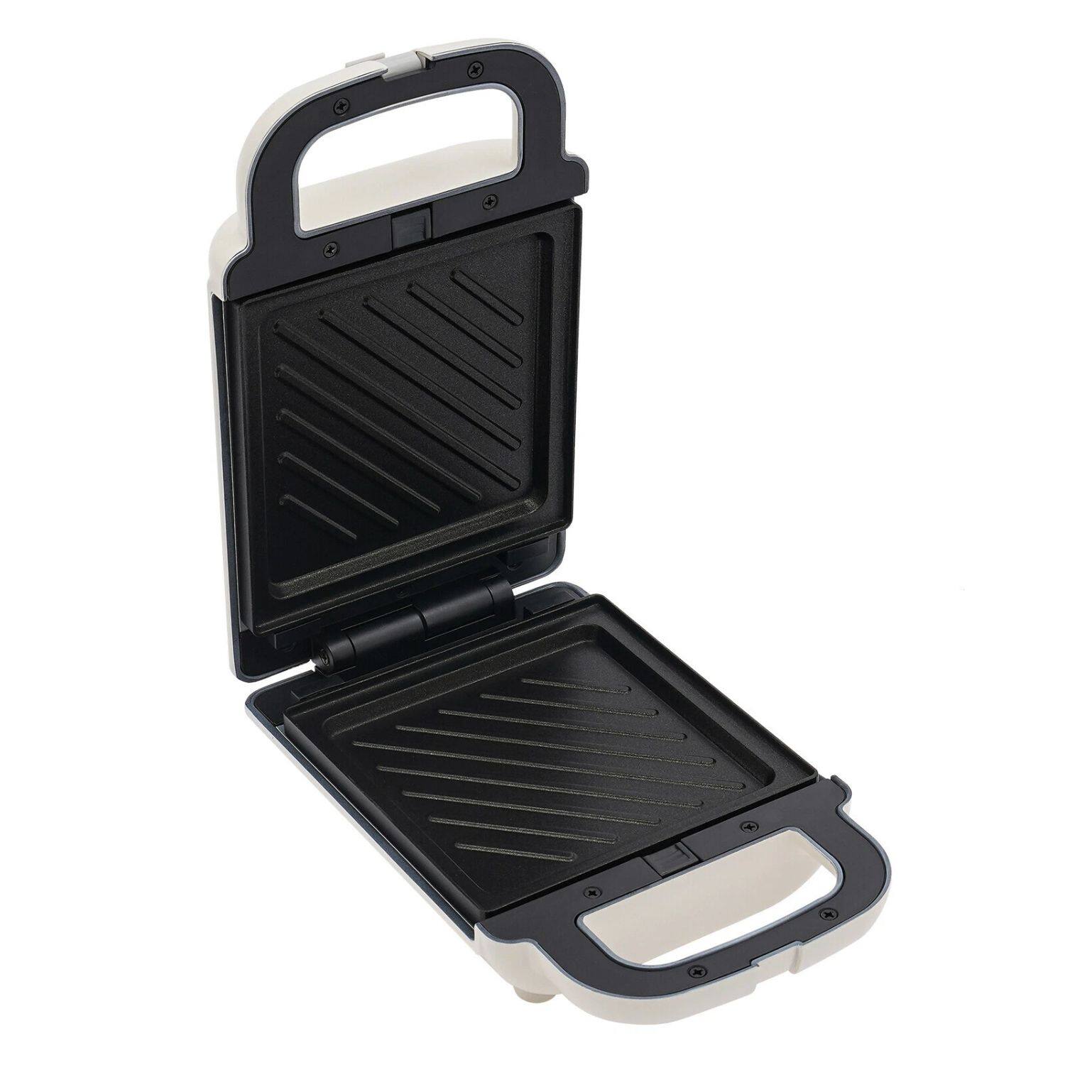 Angle. Home Collection - Portable Sandwich Maker Breakfast Machine – Compact Non-Stick Sandwich Press - Black / White.