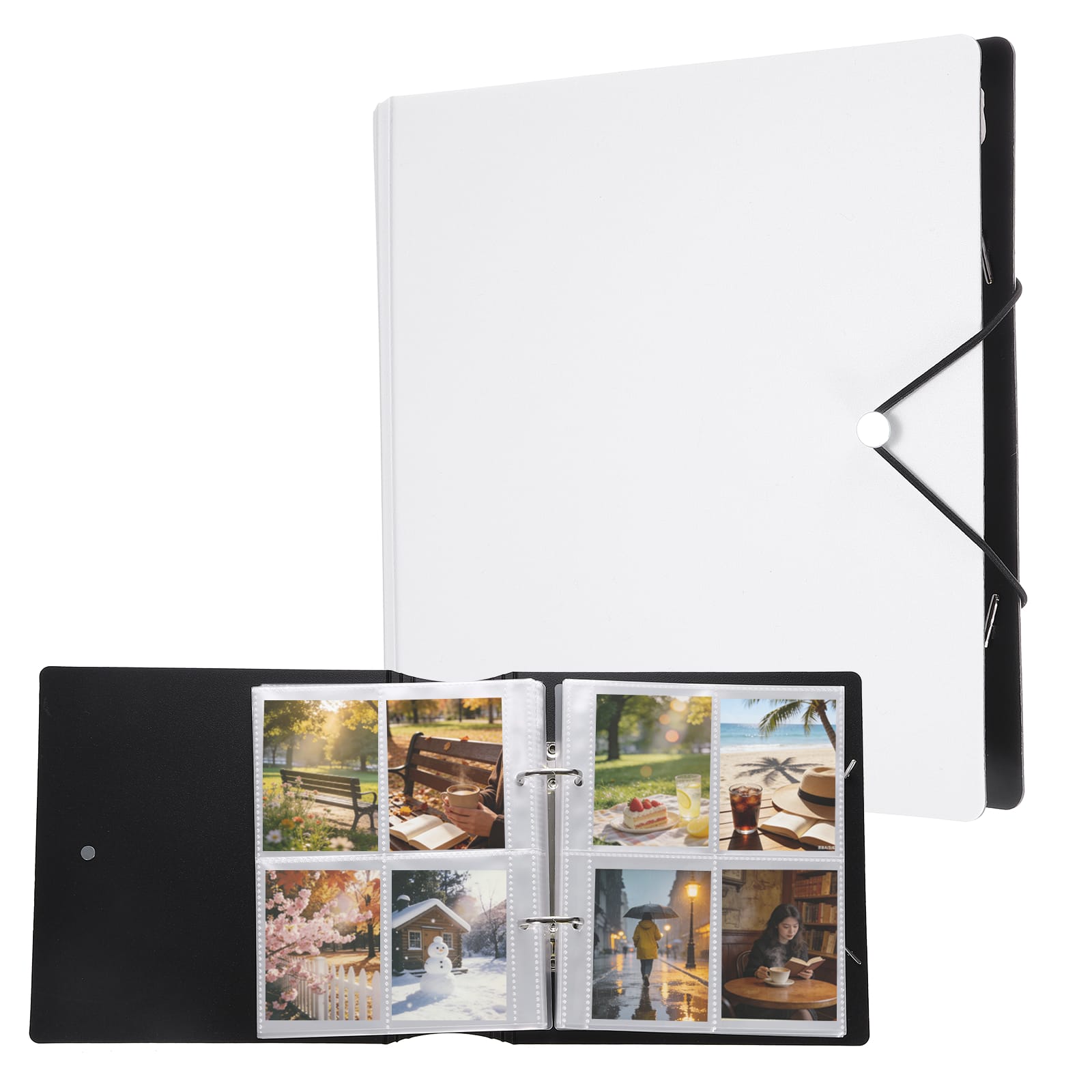 Unique Bargains - Mini Photo Album 3x4 Inch Small Book Holds 100 Pictures for Photos Postcards Family Travel Wedding - White